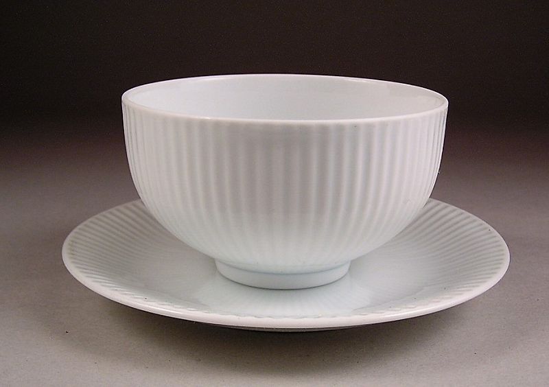 Very Fine Japanese WHITE CERAMIC Cup and Saucer Set by TOSHO
