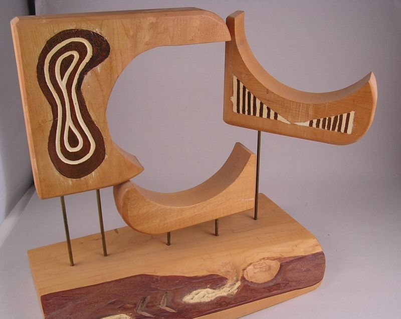 Unique Wood Sculpture, The Harmony, 1982 by E. Kawanabe