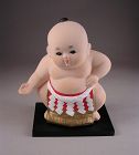 Lovely Japanese Hakata Doll Sumo Tori w/stand