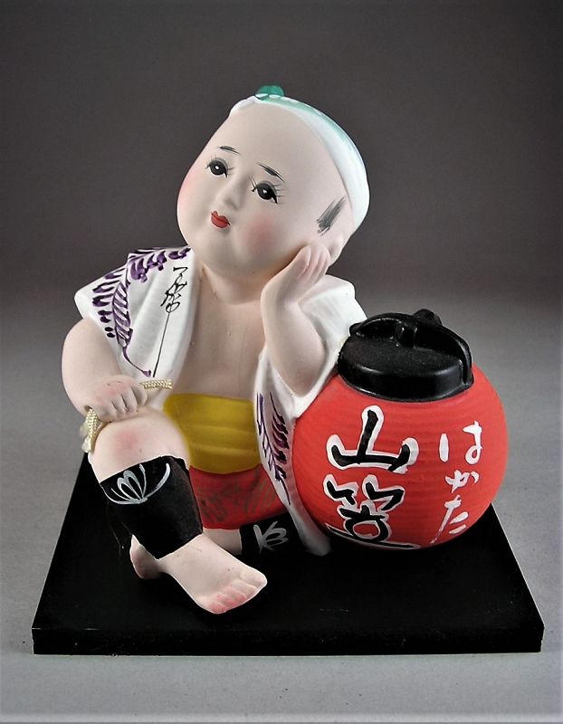 Handsome Japanese Hakata Doll, Matsuri w/stand