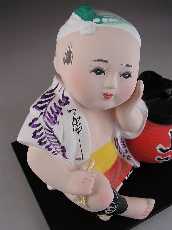 Handsome Japanese Hakata Doll, Matsuri w/stand