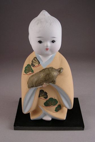 Pretty Japanese Hakata Doll Boy w/Turtle