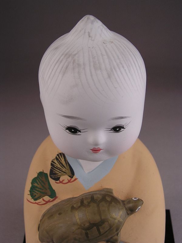 Pretty Japanese Hakata Doll Boy w/Turtle