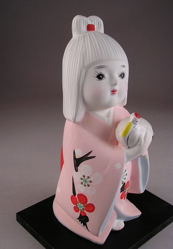 Lovely Japanese Hakata Doll, Girl w/Crane
