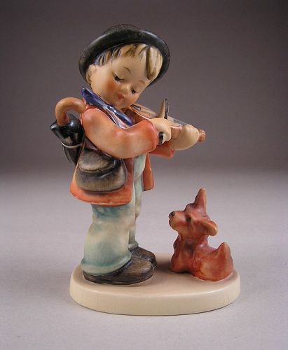 Lovely Vintage Hummel Figure, Boy w/ Violin and Dog