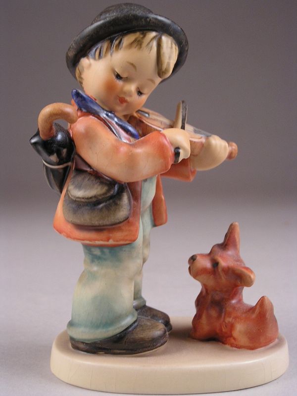 Lovely Vintage Hummel Figure, Boy w/ Violin and Dog