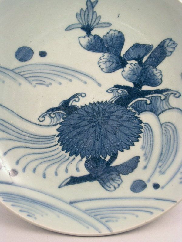 Rare Japanese Ko Imari Sometsuke Charger Bowl Kikusui 19c