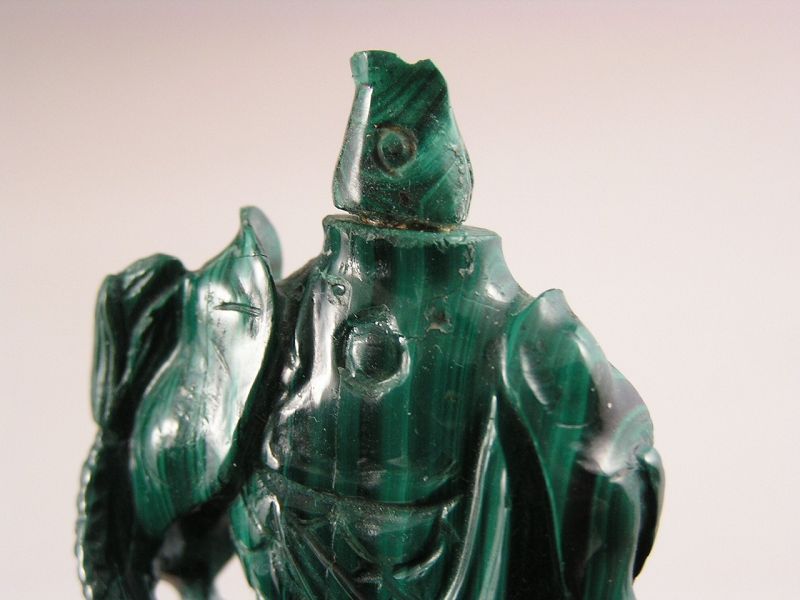 Finely Carved Chinese Malachite Snuff Bottle in Carp Water Fall Dsn