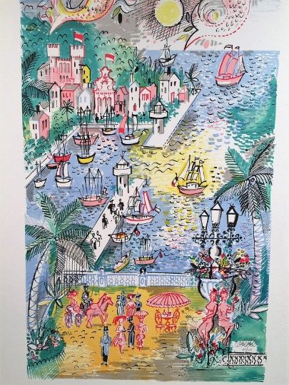 Original lithograph by Charles Cobelle, &quot;Monaco&quot;