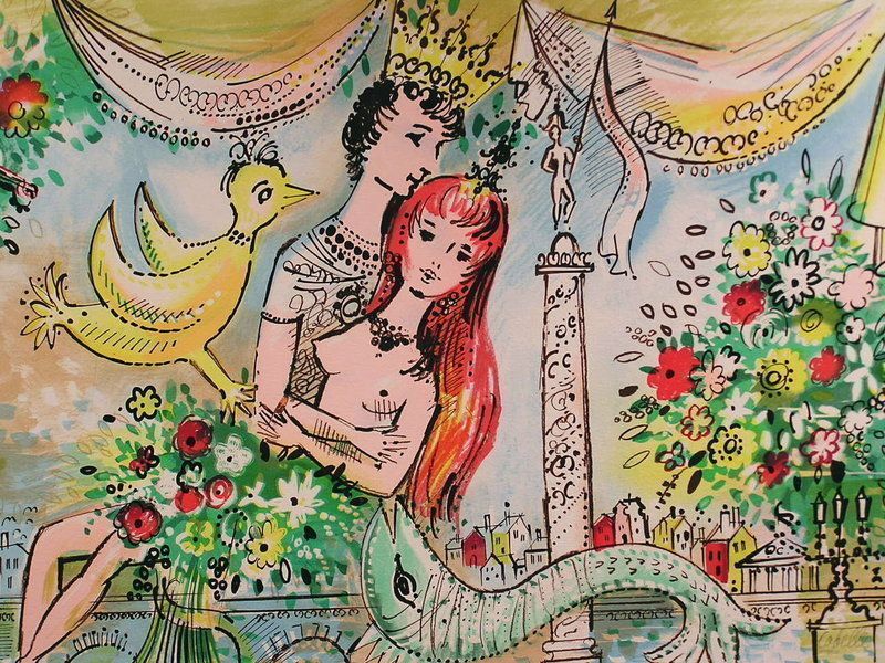 Original Lithograph by Cobelle,&quot;Royal Lovers&quot;