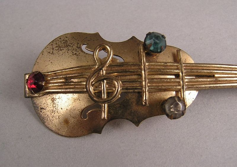 Vintage Violin Treble Clef Music theme Brooch