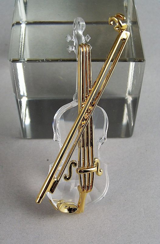 Fine Swarovski crystal memories gold plated violin ornament