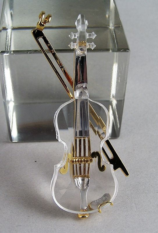 Fine Swarovski crystal memories gold plated violin ornament