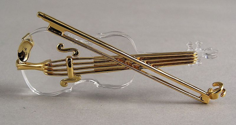 Fine Swarovski crystal memories gold plated violin ornament