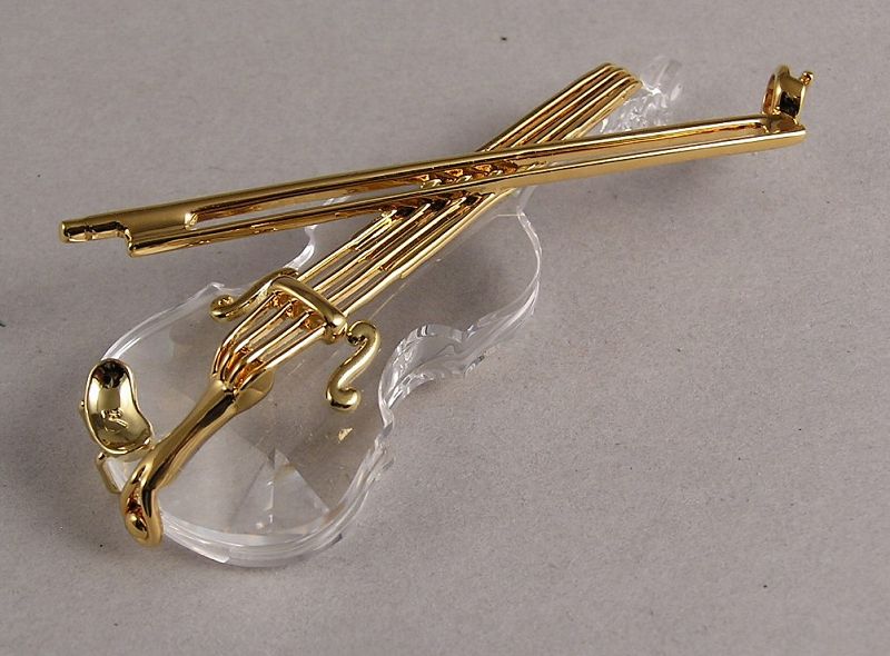 Fine Swarovski crystal memories gold plated violin ornament