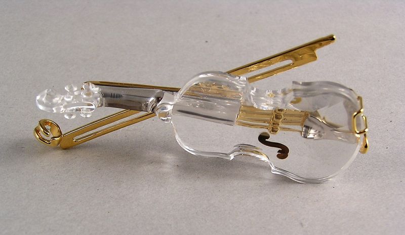 Fine Swarovski crystal memories gold plated violin ornament