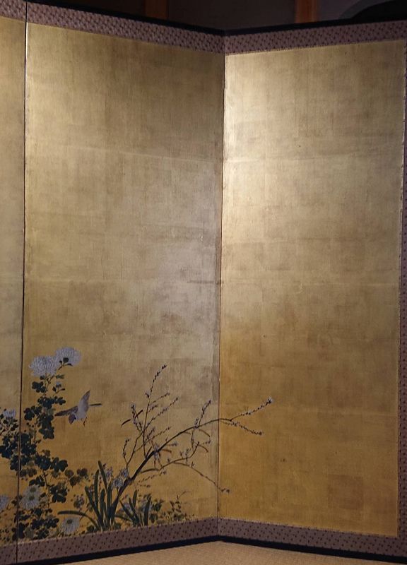 Lovely Japanese Byobu Screen 6 panels with Autumn Flowers