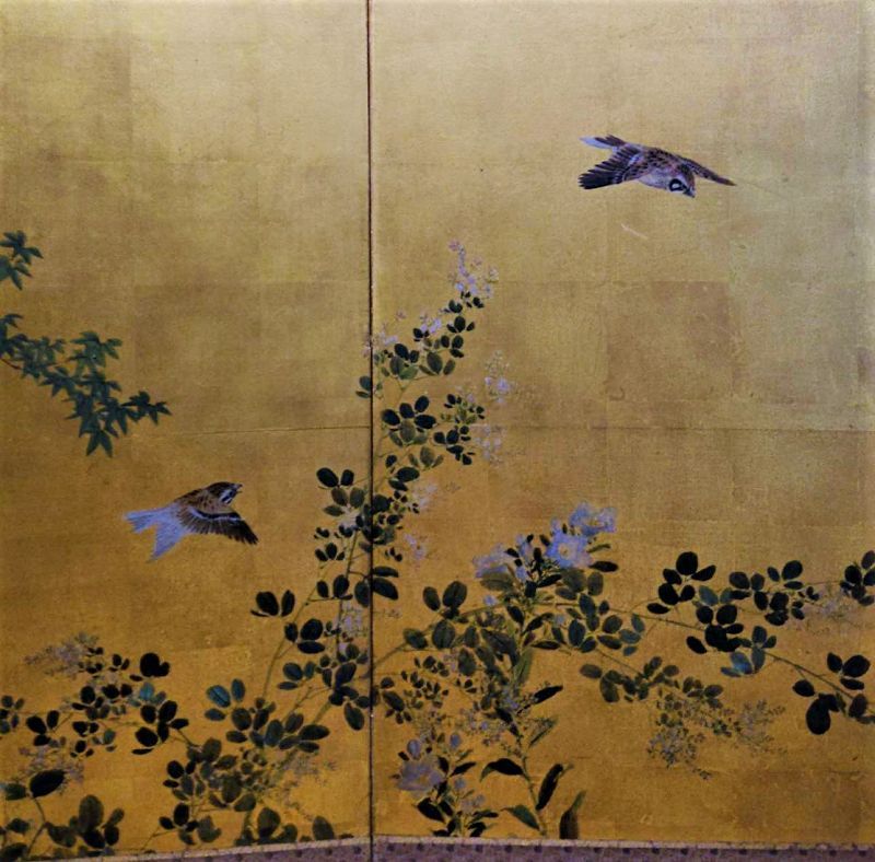 Lovely Japanese Byobu Screen 6 panels with Autumn Flowers