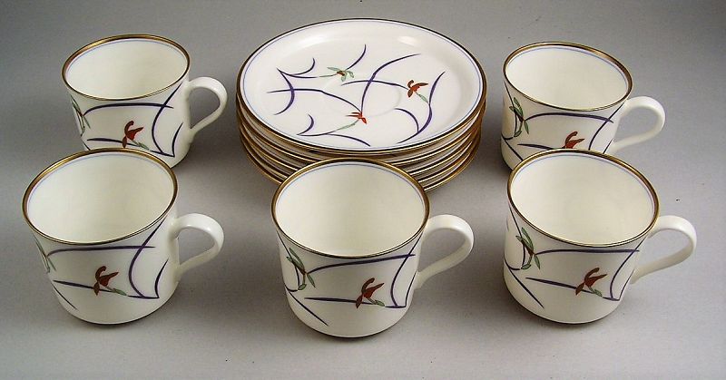 Beautiful Japanese Koransha Fine China set of 5 cups and saucers