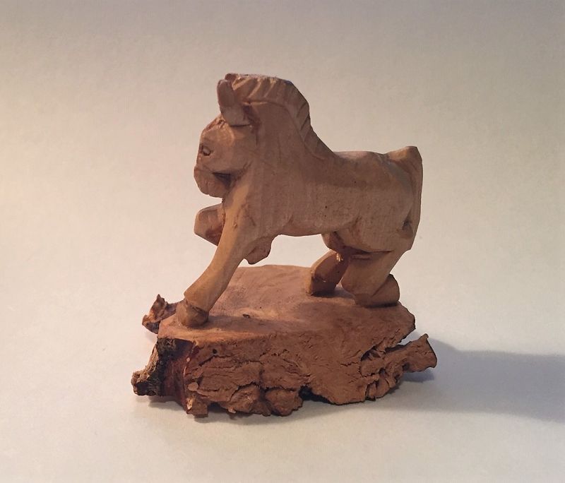Finely Carved Vintage Miniature Wooden Horses Pair