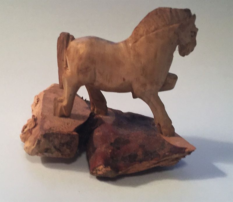 Finely Carved Vintage Miniature Wooden Horses Pair