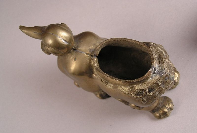 Lovely Cast Brass Foo Dog Koro Incense Burner