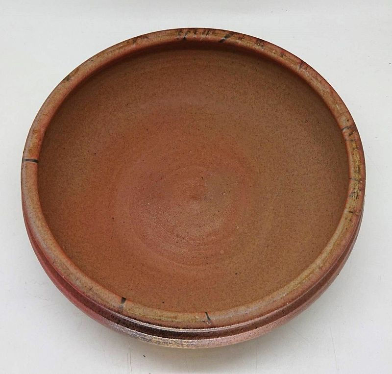 Fine Japanese Tama Yaki Hira Mizusashi Bowl by Inoue Goutaro