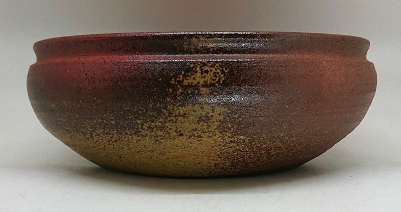 Fine Japanese Tama Yaki Hira Mizusashi Bowl by Inoue Goutaro