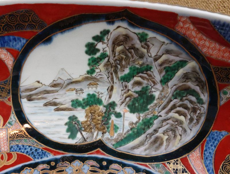 Fine Japanese Large Ko Imari Bowl Dragon &amp; Noshi Design Early Meiji