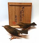 Exquisite Rare Japanese Wooden Carved Nightingale PR by Ueno Gyokusui