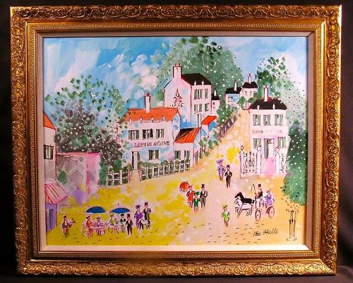 Original Oil Painting by Charles Cobelle, Lapin Agile, Framed