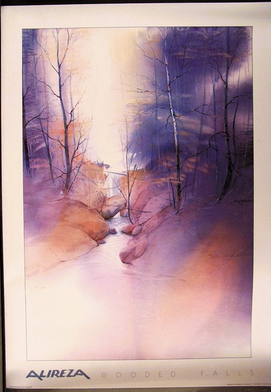 Rare Offset Lithograph by ALIREZA aka Ali GOLKAR The title WOODED FALL