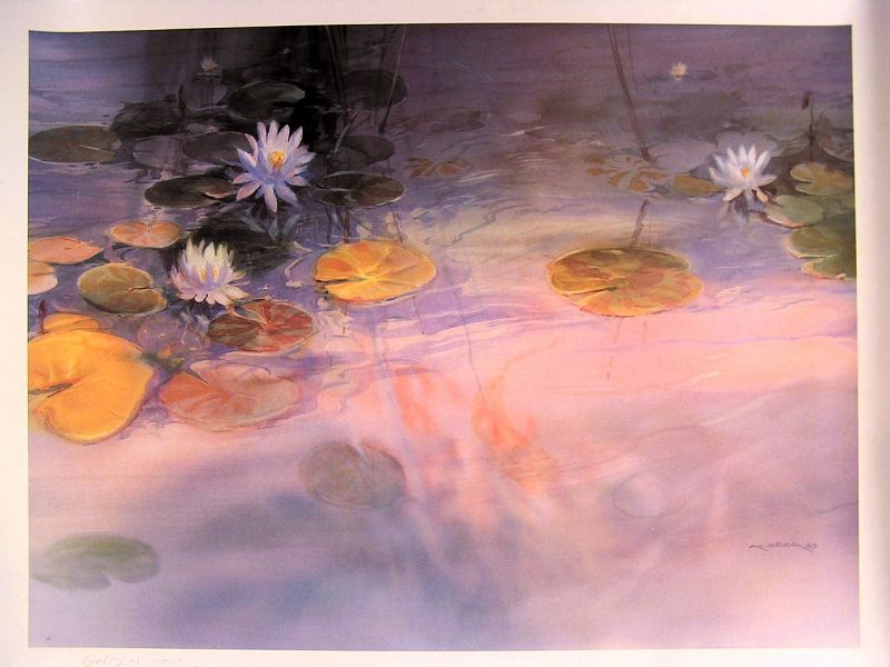 Beautiful Lithograph by ALIZERA aka ALIZERA GOLKAR, Golden Pond