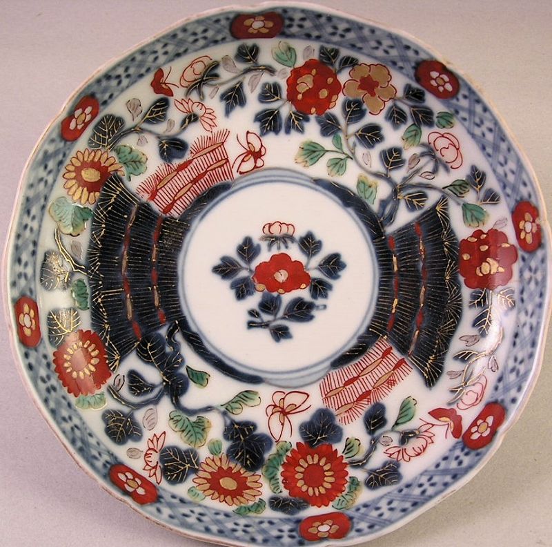 Fine Japanese Ko Imari Plate, Fence design mid 19c