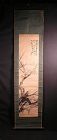 Lovely Japanese Scroll painting w/Ume and Uguisu Early 19c