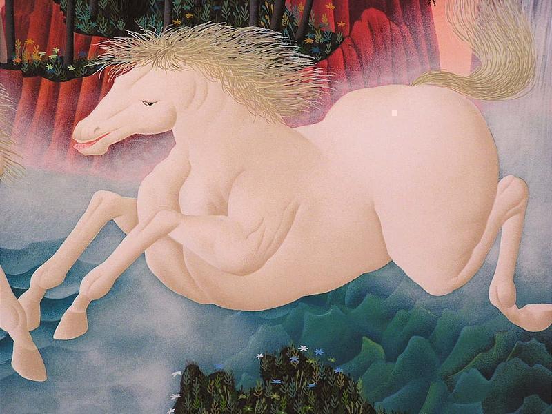 Original Serigraph by Jose Carlos Ramos, &quot;Horse at Water Falls&quot;, L/E