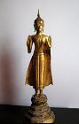A Fine Large Thai Bronze Gilt Standing Buddha, Ayutthaya Period 18Th C