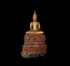 A Fine Thai Wooden Seated Buddha On Throne, Ayutthaya Period 18 Th C