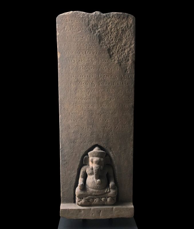 A Rare Khmer Inscribed Stele with Ganesha, Baphuon Period, 11th Cent