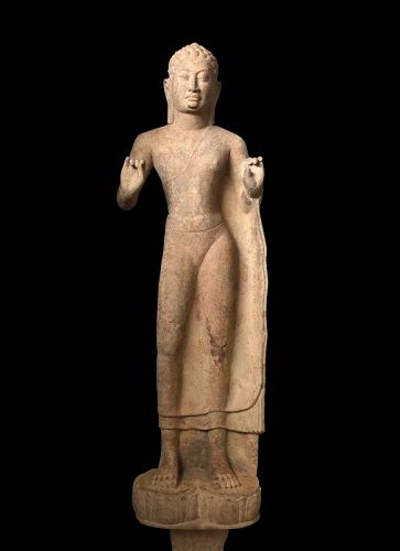 A Splendid Large Khmer Dvaravati Buddha Figure, 10th Century