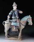 Ming Dynasty Mandarin armed officer tomb pottery Horseman!