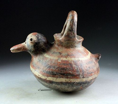 Pre-Columbian Zomorphic pottery vessel of a Duck, Vicús culture