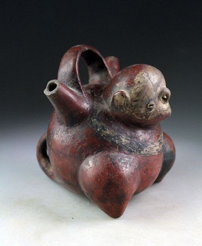 Rare Monkey form Stirrup vessel from the Vicús / Moche Culture!