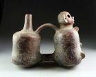 Exceptional Double Chambered Peruvian Vicús pottery vessel!