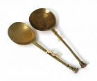 Pair of English Seal top bronze or Latten spoons, early 17th. century!