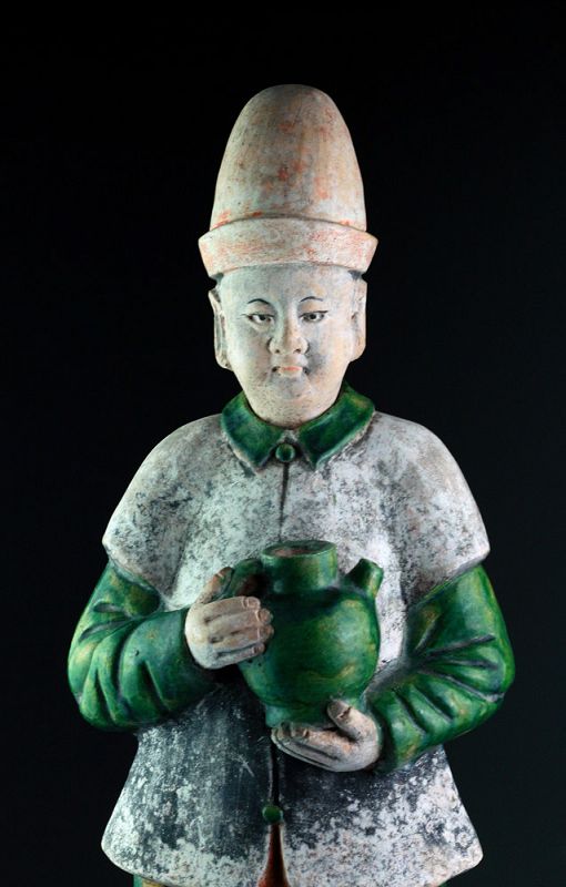 XXL Ming Dynasty tomb male pottery figure, attendant, 64 cm!