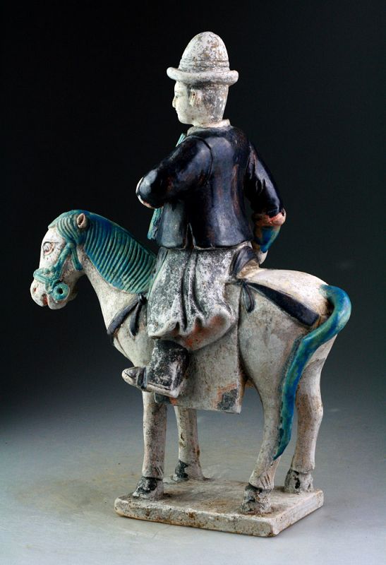 XL Ming Dynasty pottery horse rider attendant, 1368-1644