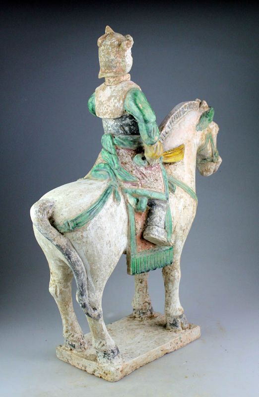 Chinese Tomb pottery Horseman, Ming Dynasty w. TL test (540 years)!
