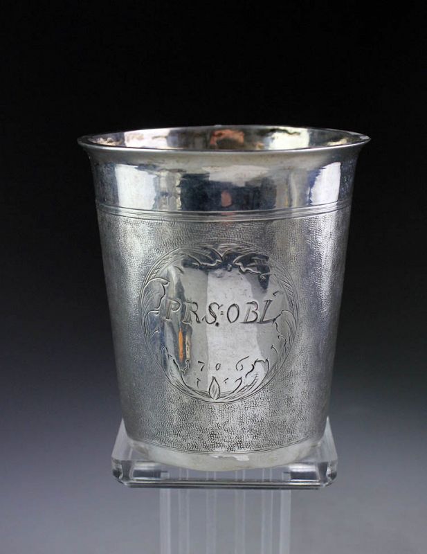 Rare Early North European Silver Baroque Beaker dated 1706!