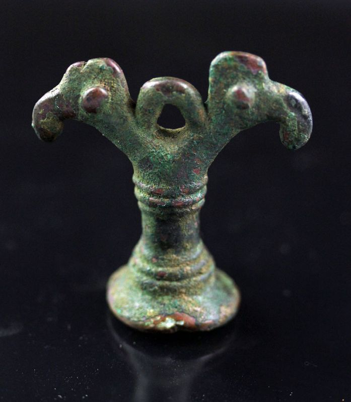 Two large Luristan bronze disc-headed clothing pins, Iran, 1st millenium BC  - Rob Michiels Auctions